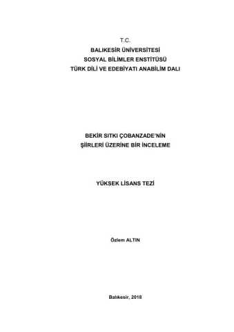 Ozlem altin bekir chobanzadenin shiirleri